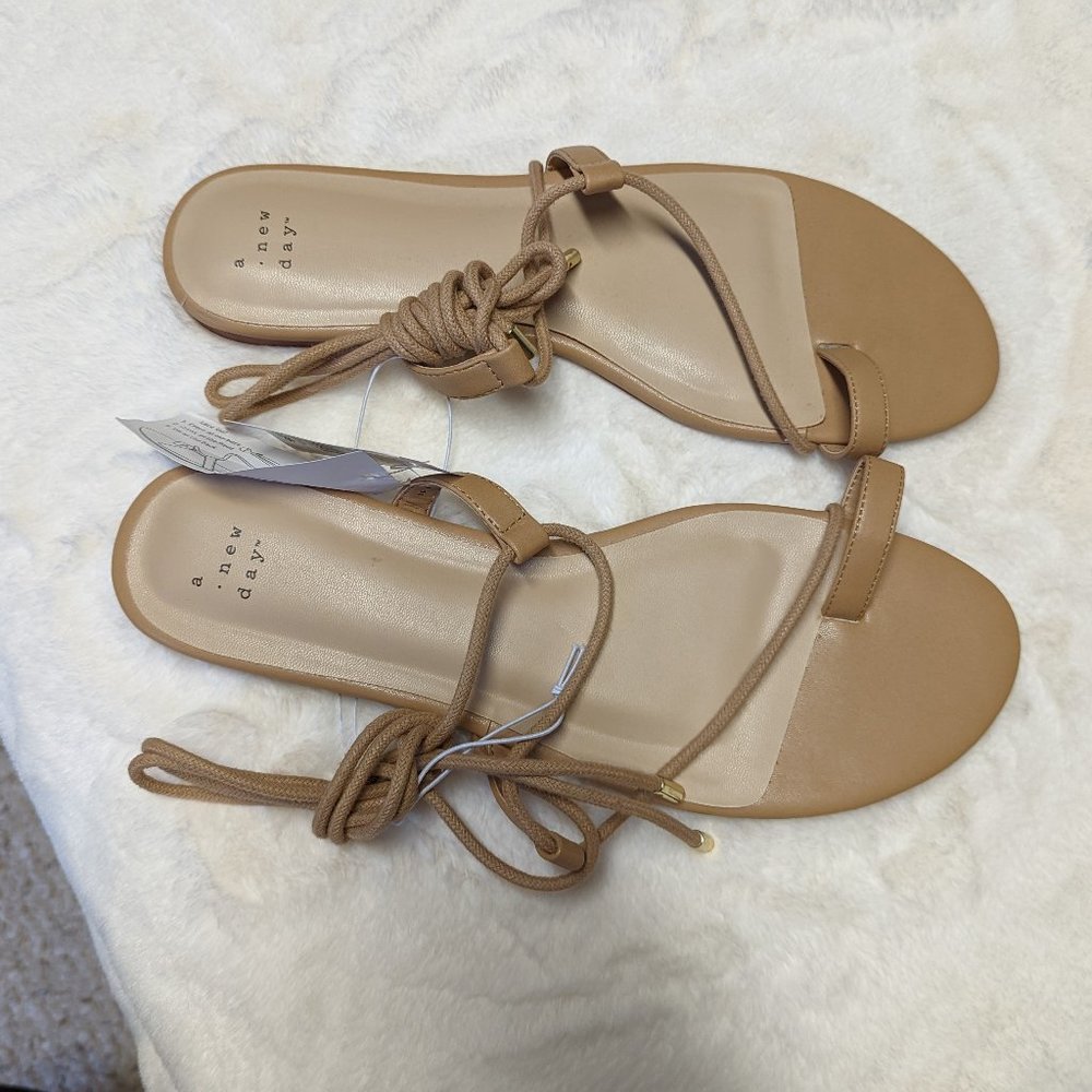 NWT Size 11 Lace Up Beige Sandals
